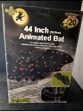 44-Inch Animated Bat Halloween Decoration - With 75 Lights